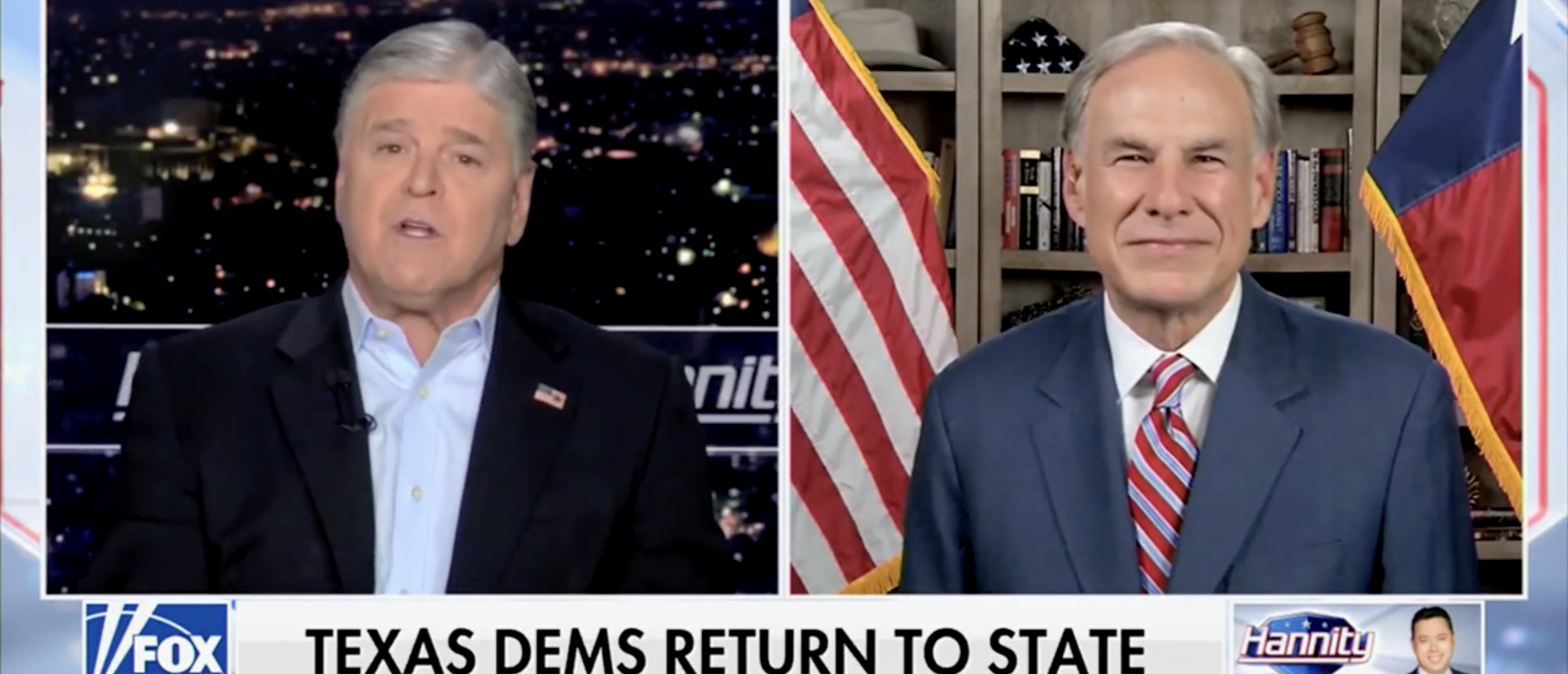 Greg Abbott on "Hannity" discussing redistricting maps [Screenshot/Fox News/"Hannity"]